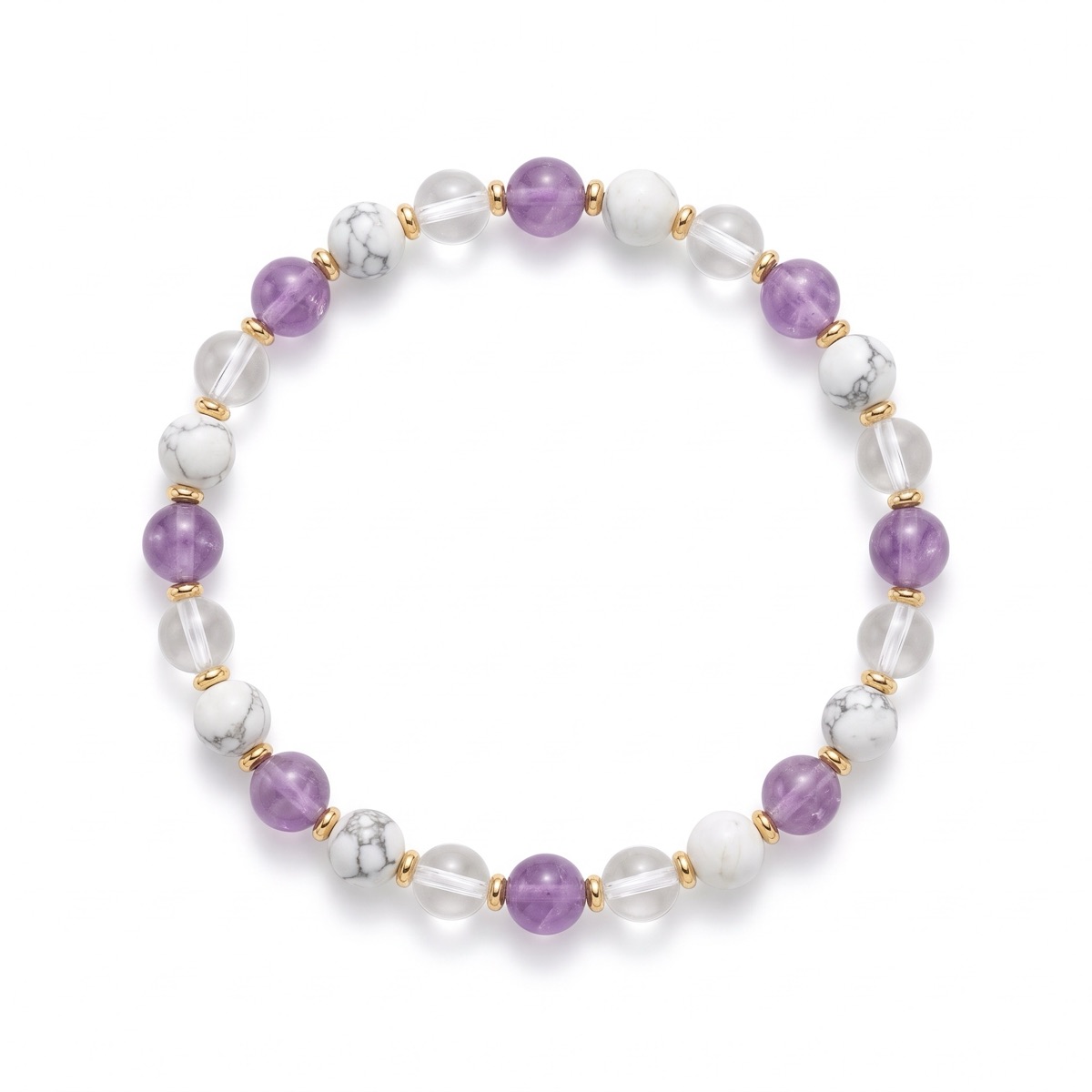 The Exhale — Calm Bracelet · Amethyst, Howlite & Clear Quartz